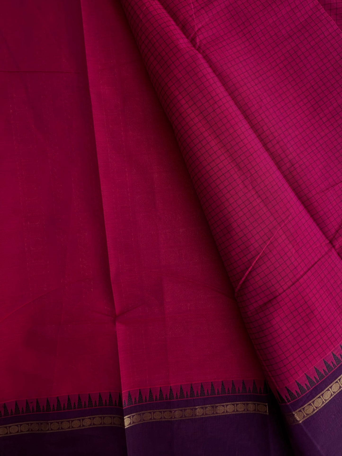 Kanchi cotton saree with korvai border & grand pallu