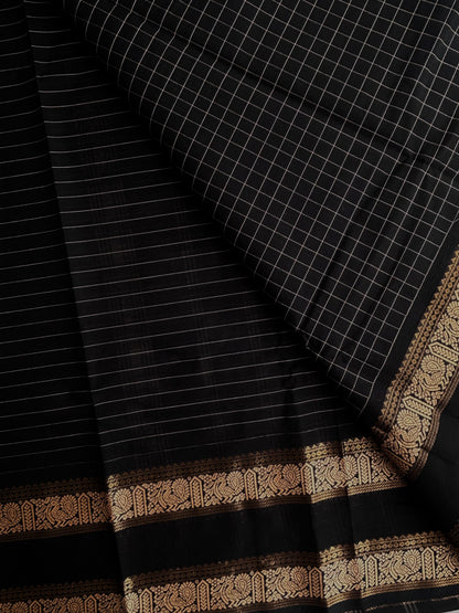 Kanchi cotton saree in kattam pattern