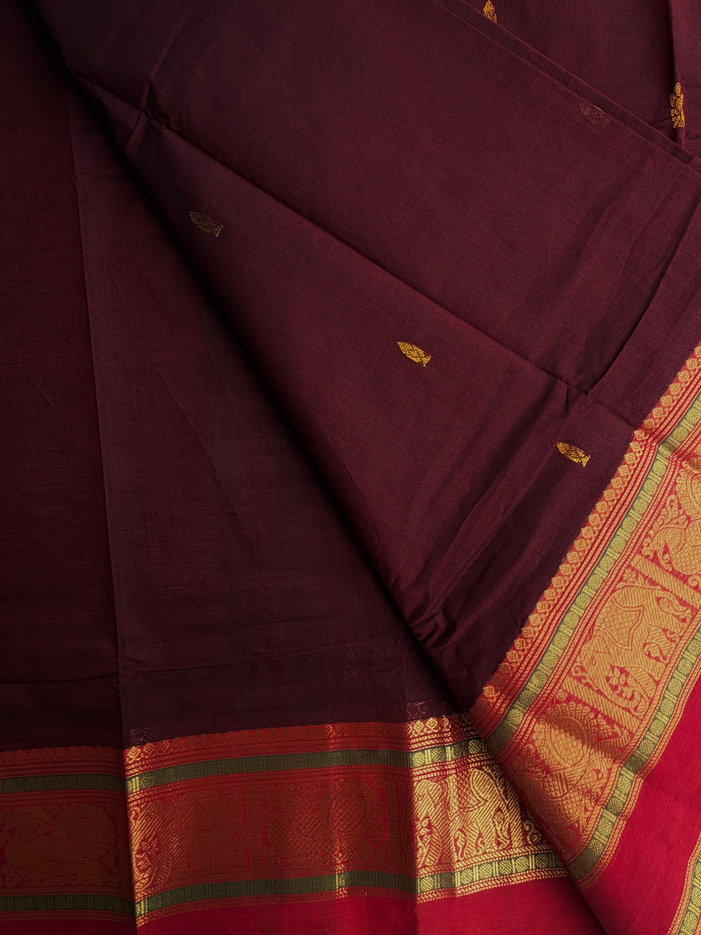 Kanchi cotton saree with butta weaves