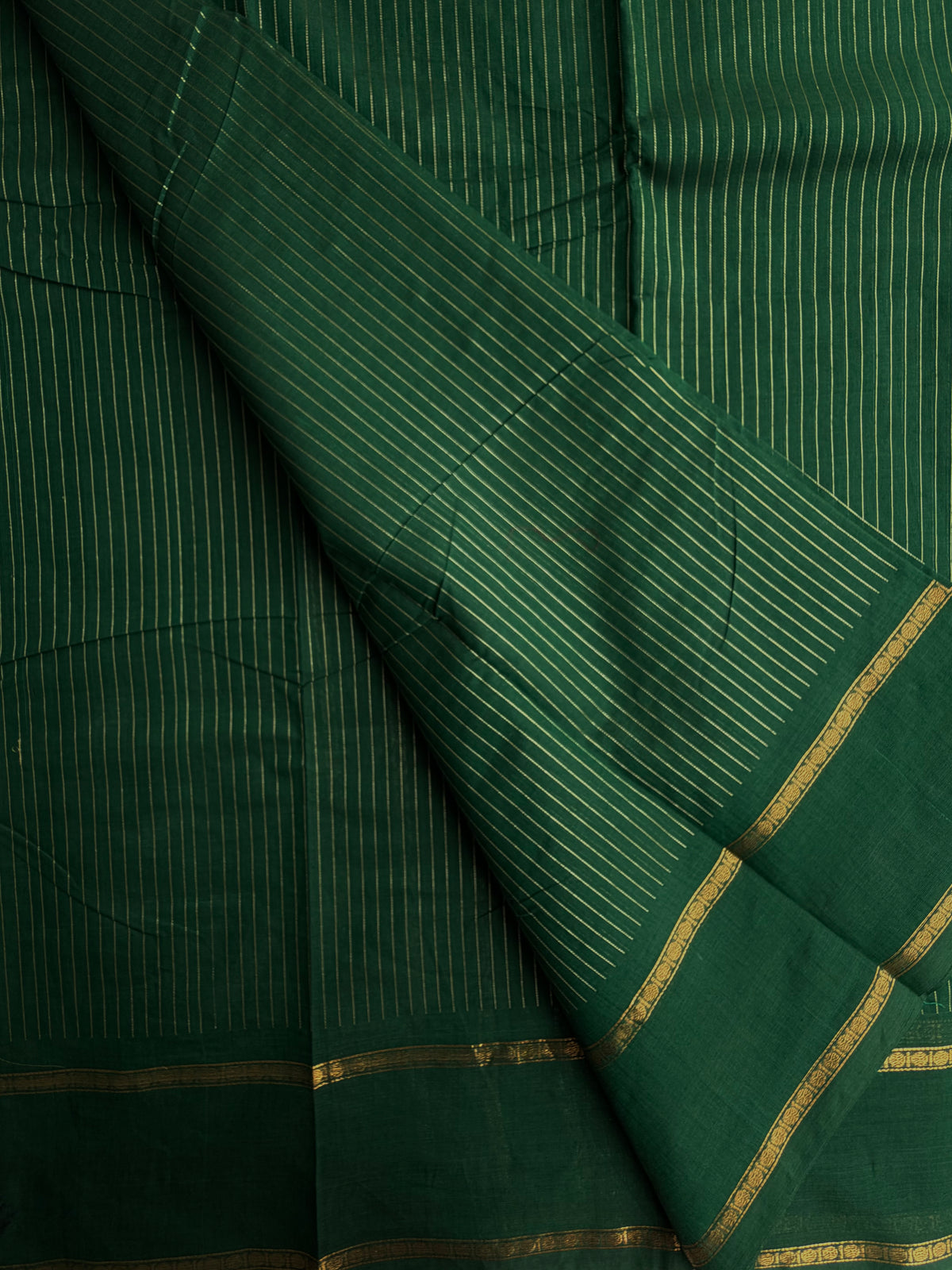 Kanchi cotton saree with vairaoosi weaves green