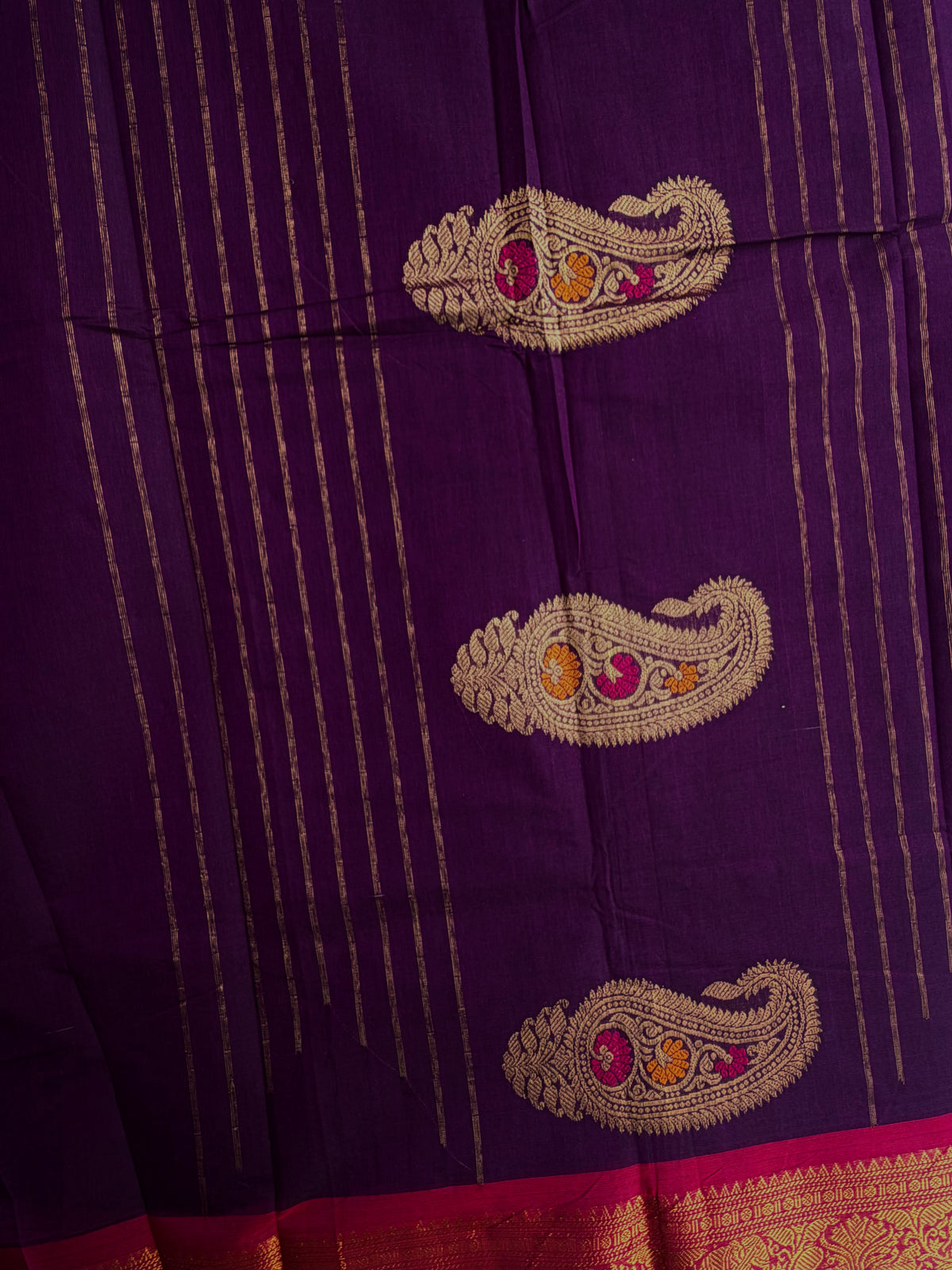 Kanchi cotton saree in zari butta weaves & grand pallu - purple
