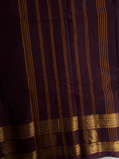 Kanchi cotton saree with zari border butta weaves