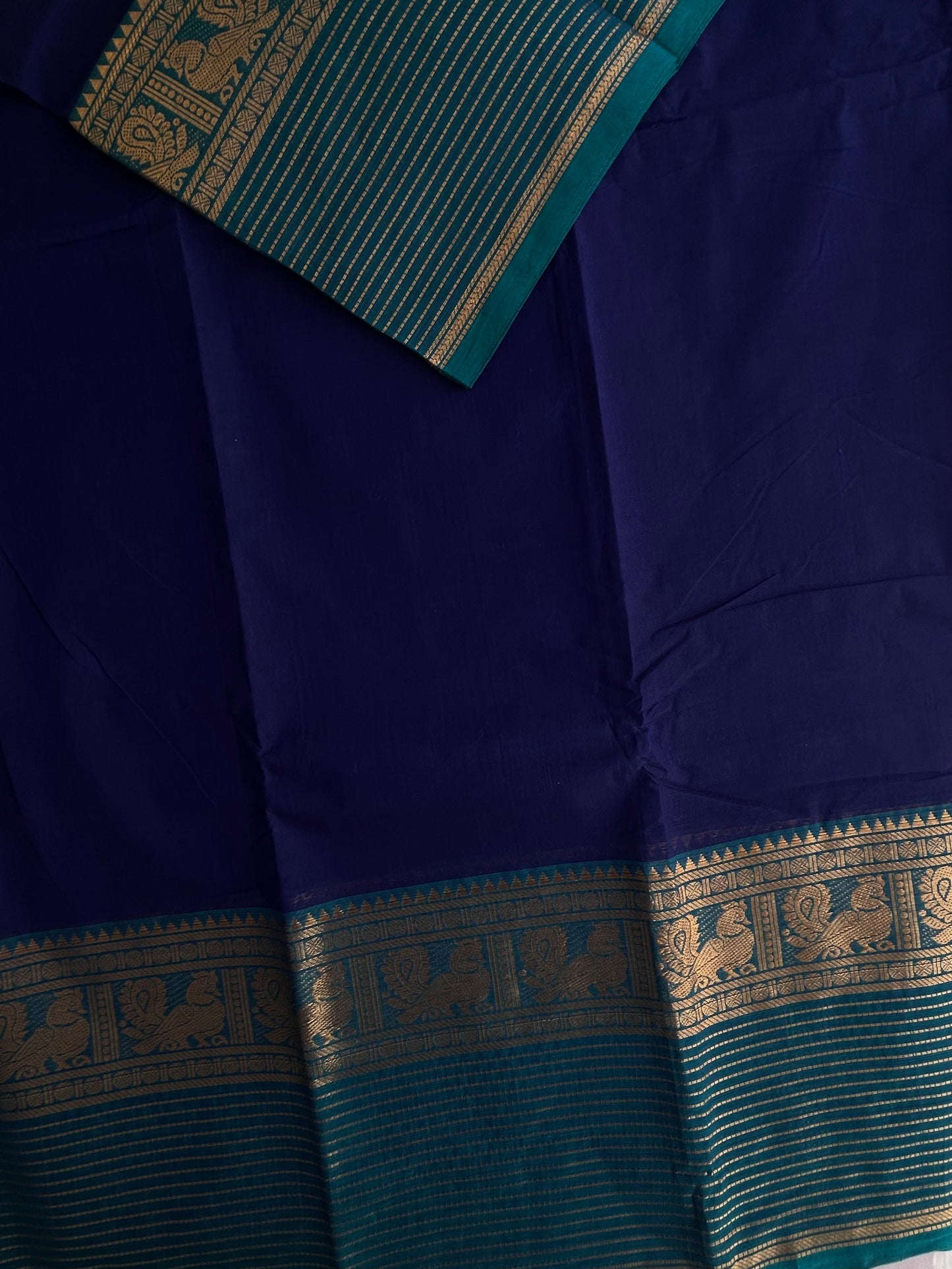 Kanchi cotton saree with zari lines border