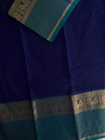 Kanchi cotton saree with zari lines border