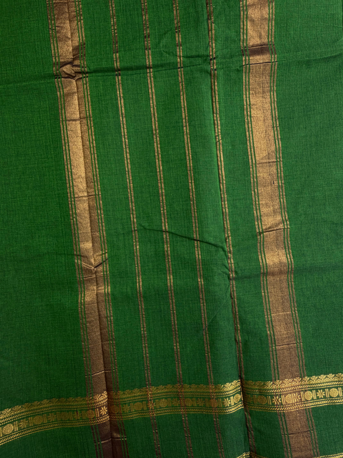 Kanchi cotton saree with zari weaves green