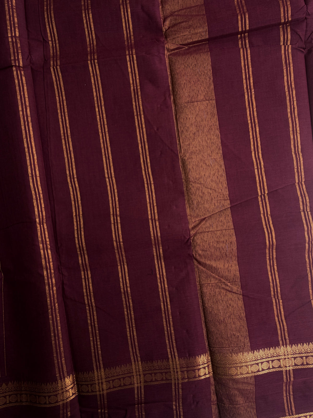 Kanchi cotton saree with Vairaoosi weaves maroonish brown