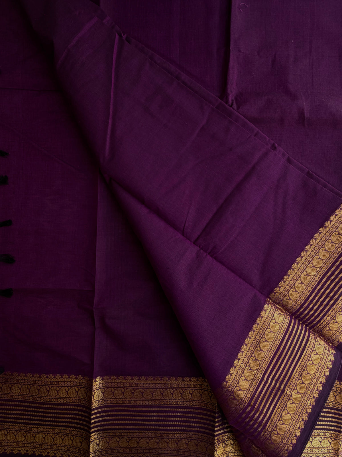 Kanchi cotton saree with zari weaves purple