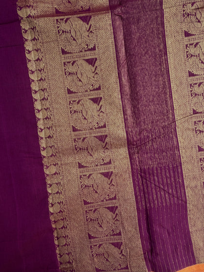 Kanchi cotton saree with premium zari checks & butta weaves with grand pallu