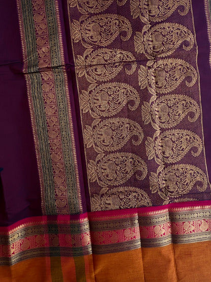 Kanchi cotton with annam zari butta weaves & grand pallu
