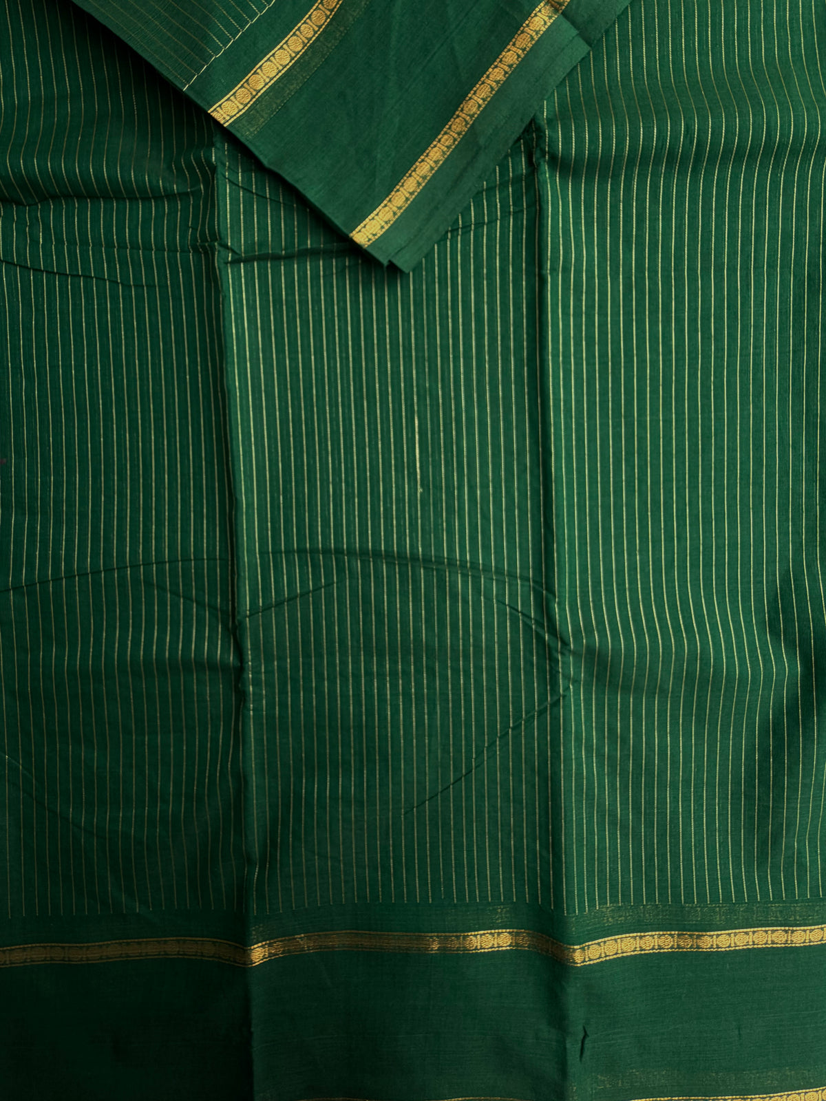 Kanchi cotton saree with vairaoosi weaves green