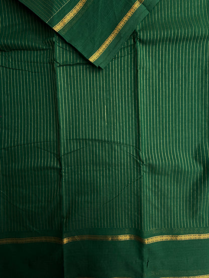 Kanchi cotton saree with vairaoosi weaves green