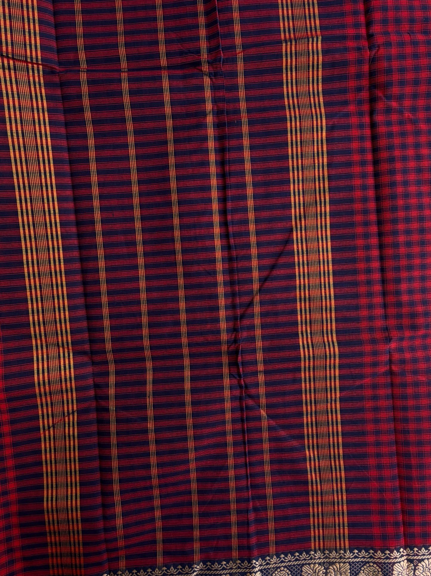 Kanchi cotton saree in kattam pattern - multicolor