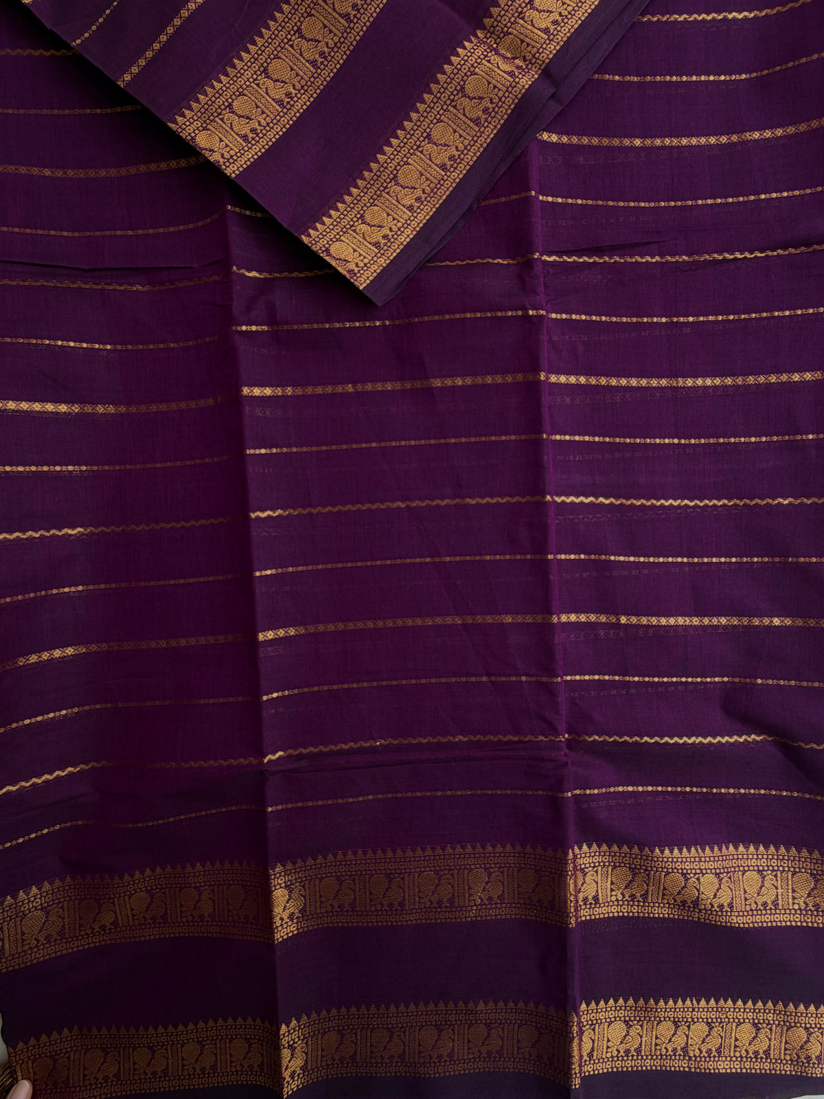 Kanchi cotton saree with Velthari pattern weaves