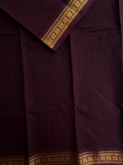 Kanchi cotton saree in zari weaves brown