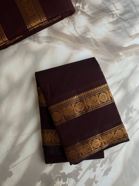 Kanchi cotton saree brown