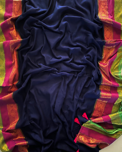 Mul mul saree with zari border