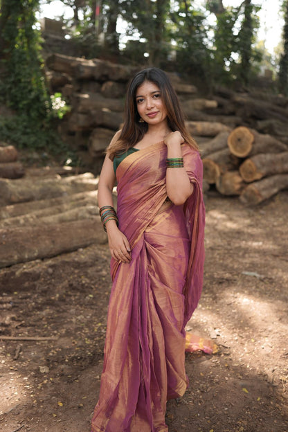 Tissue mul cotton saree
