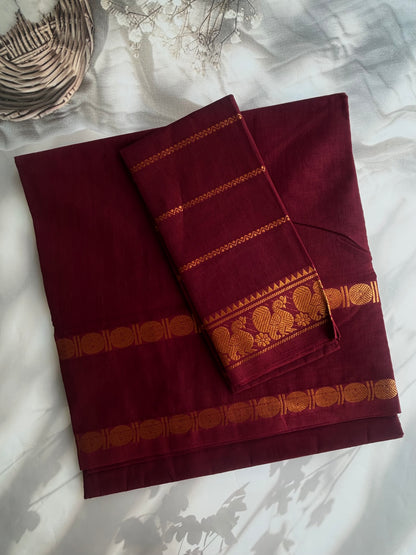 Sungudi Cotton saree with rudraksham border