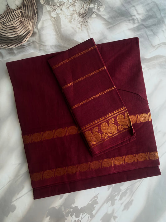 Sungudi Cotton saree with rudraksham border