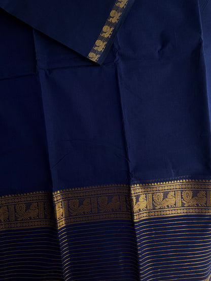 Kanchi cotton saree with zari lines border - blue