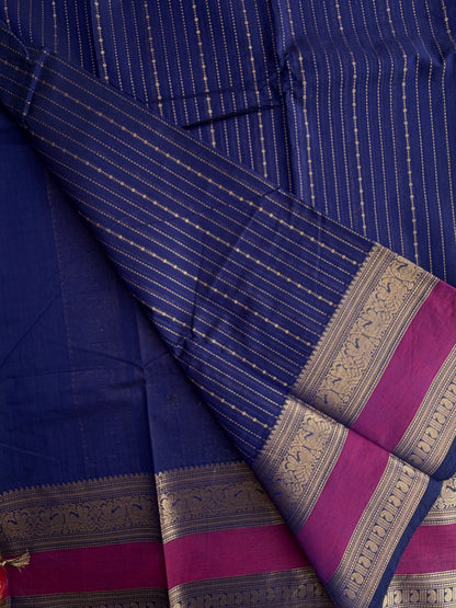 Kanchi Vairaoosi weaves saree - dark blue