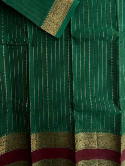 Kanchi cotton saree in Vairaoosi weaves & grand pallu Green