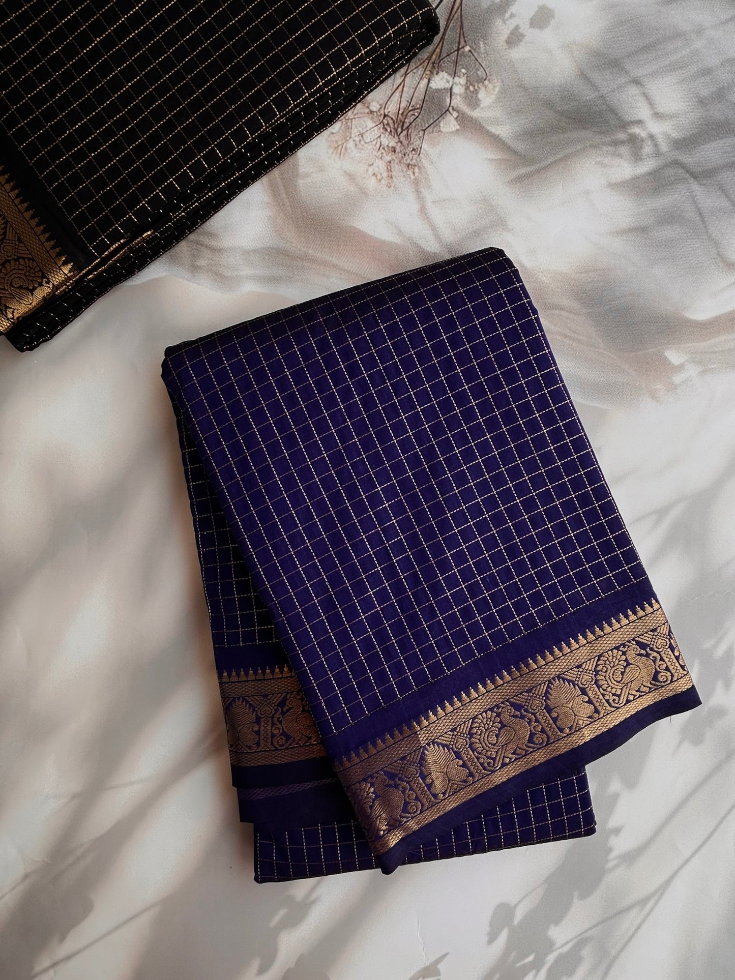 120 count Kanchi cotton with zari kattam & grand pallu