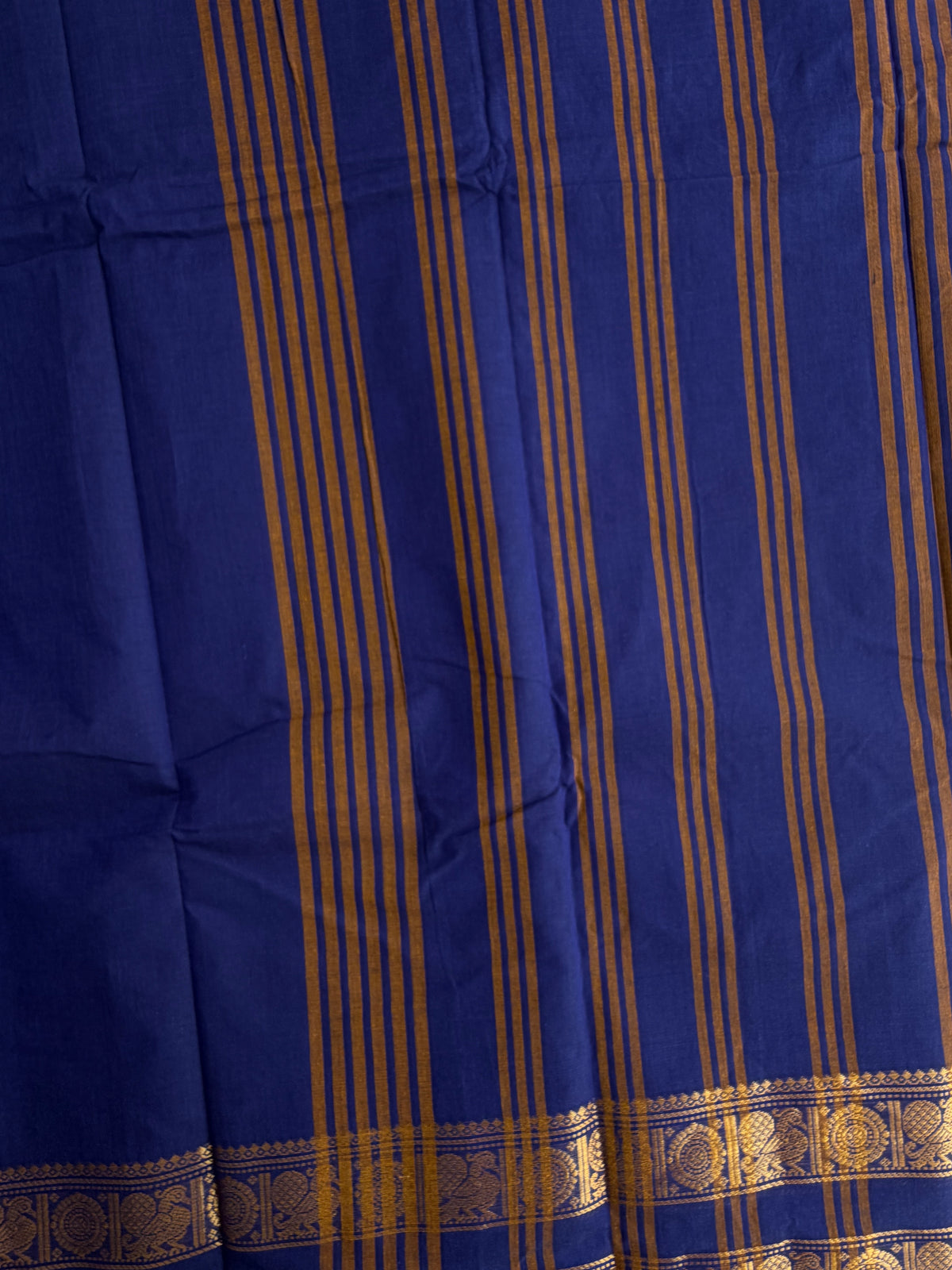 Blue Kanchi cotton saree with zari border