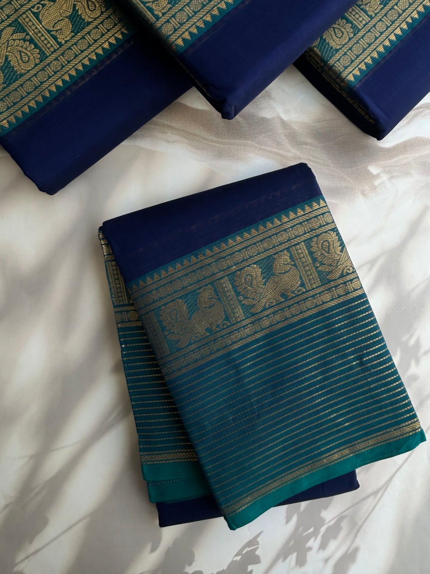 Kanchi cotton saree with zari lines border