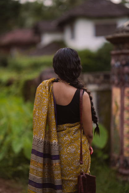 Chanderi silk cotton saree in block prints