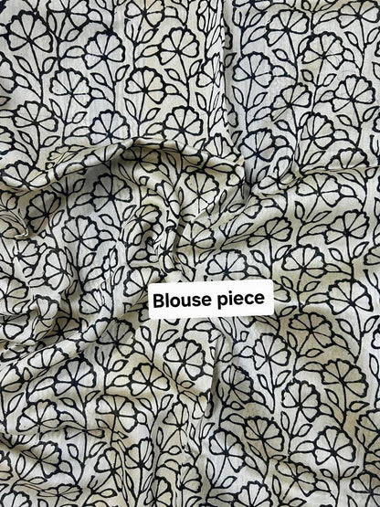 Chanderi silk cotton saree in block prints
