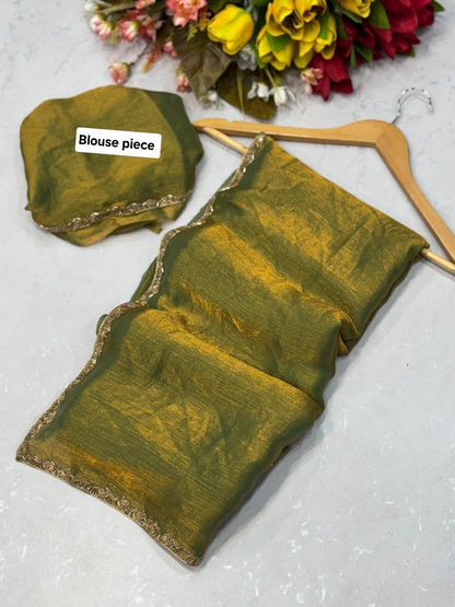 Chiffon dual tone shimmer saree