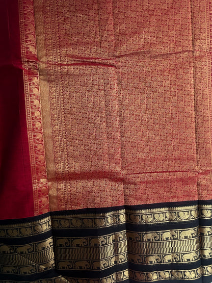 Kanchi cotton saree with butta weaves and grand pallu