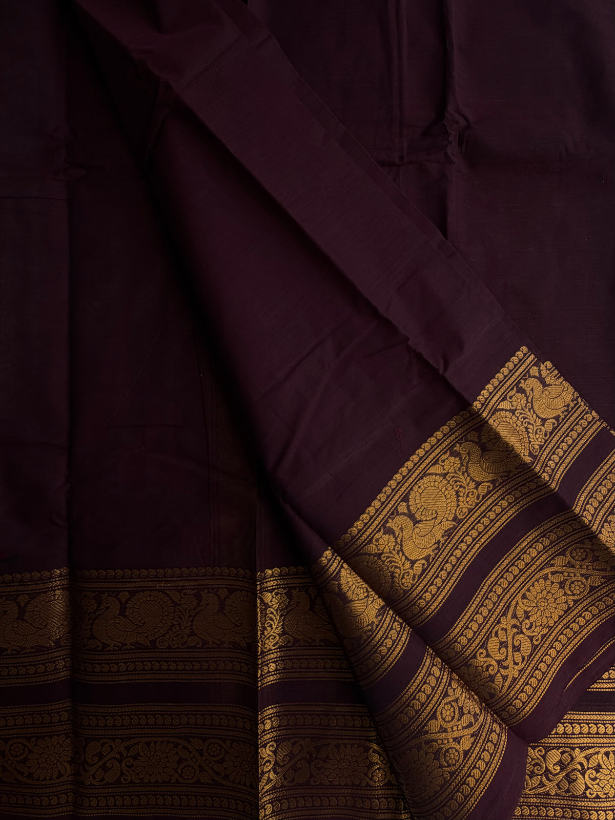 Kanchi cotton saree with rettapet border brown