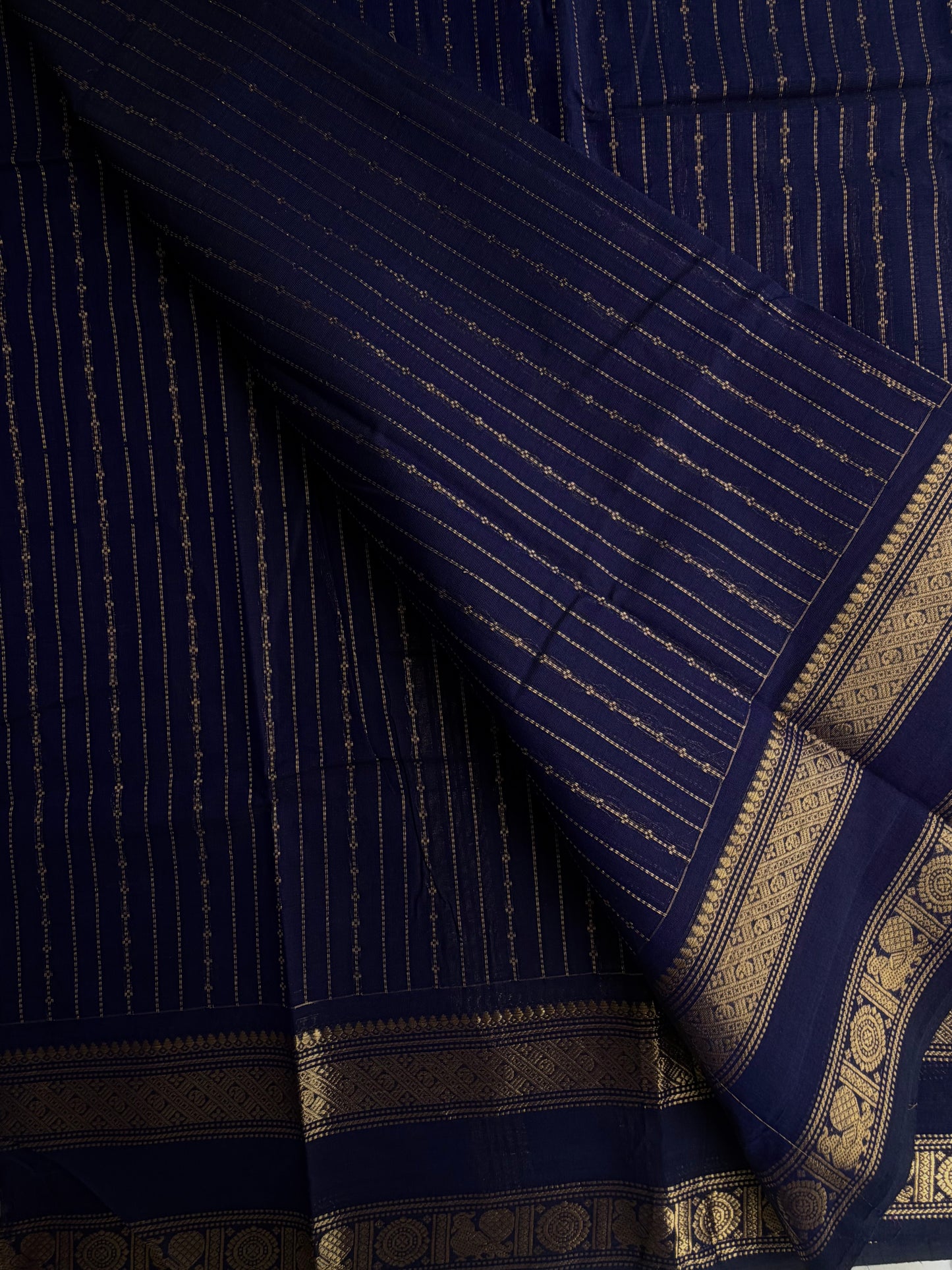 Kanchi cotton saree with vairaoosi weaves blue