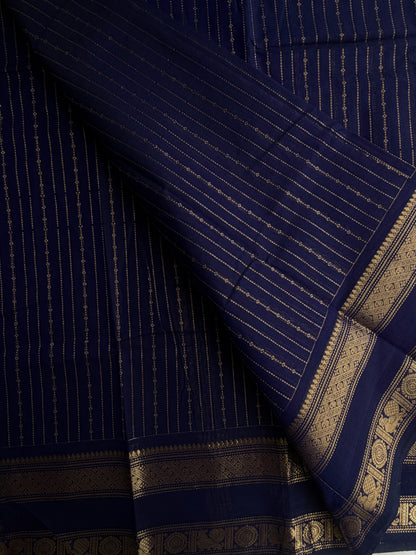 Kanchi cotton saree with vairaoosi weaves blue