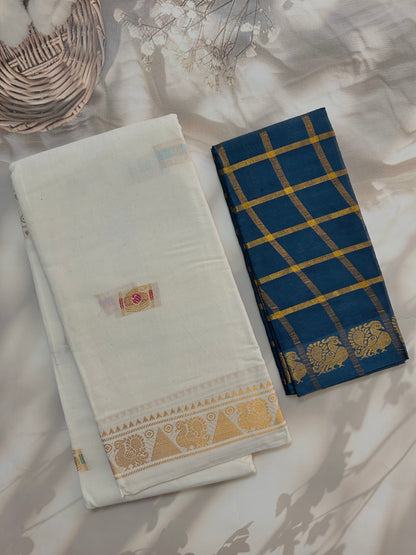 Sungudi Cotton saree with zari butta weaves