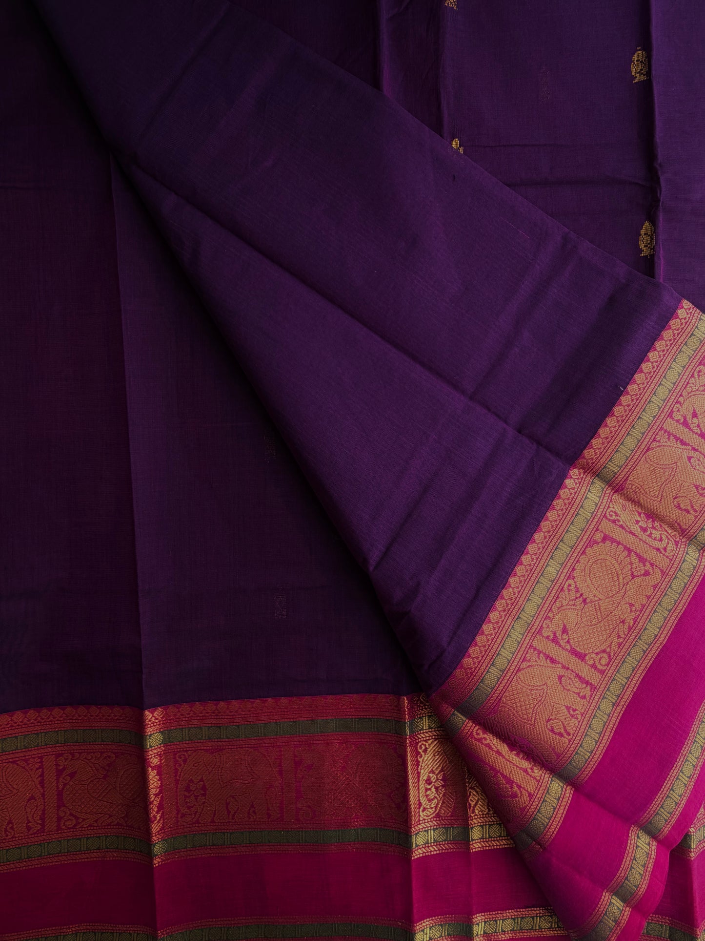 Kanchi cotton saree with butta weaves - purple