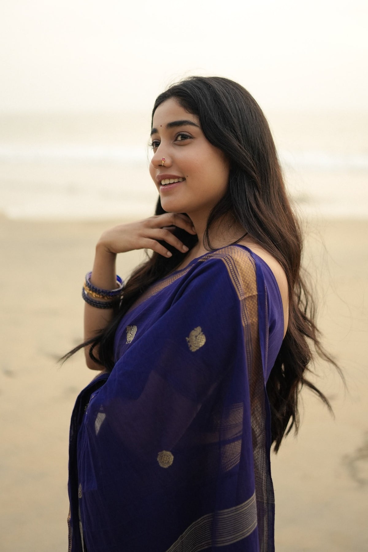 Kanchi cotton with annam zari weaves and zari pallu Royal blue