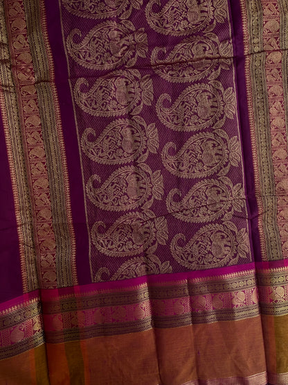 Kanchi cotton with annam zari butta weaves & grand pallu