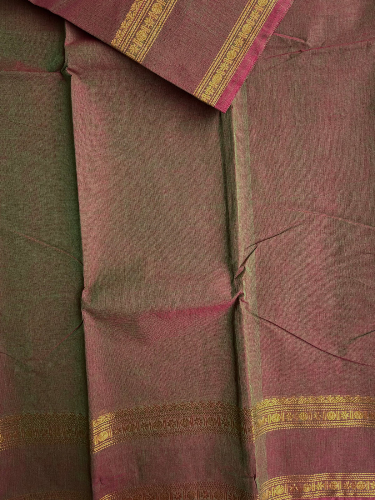 Kanchi cotton saree with zari border dual tone