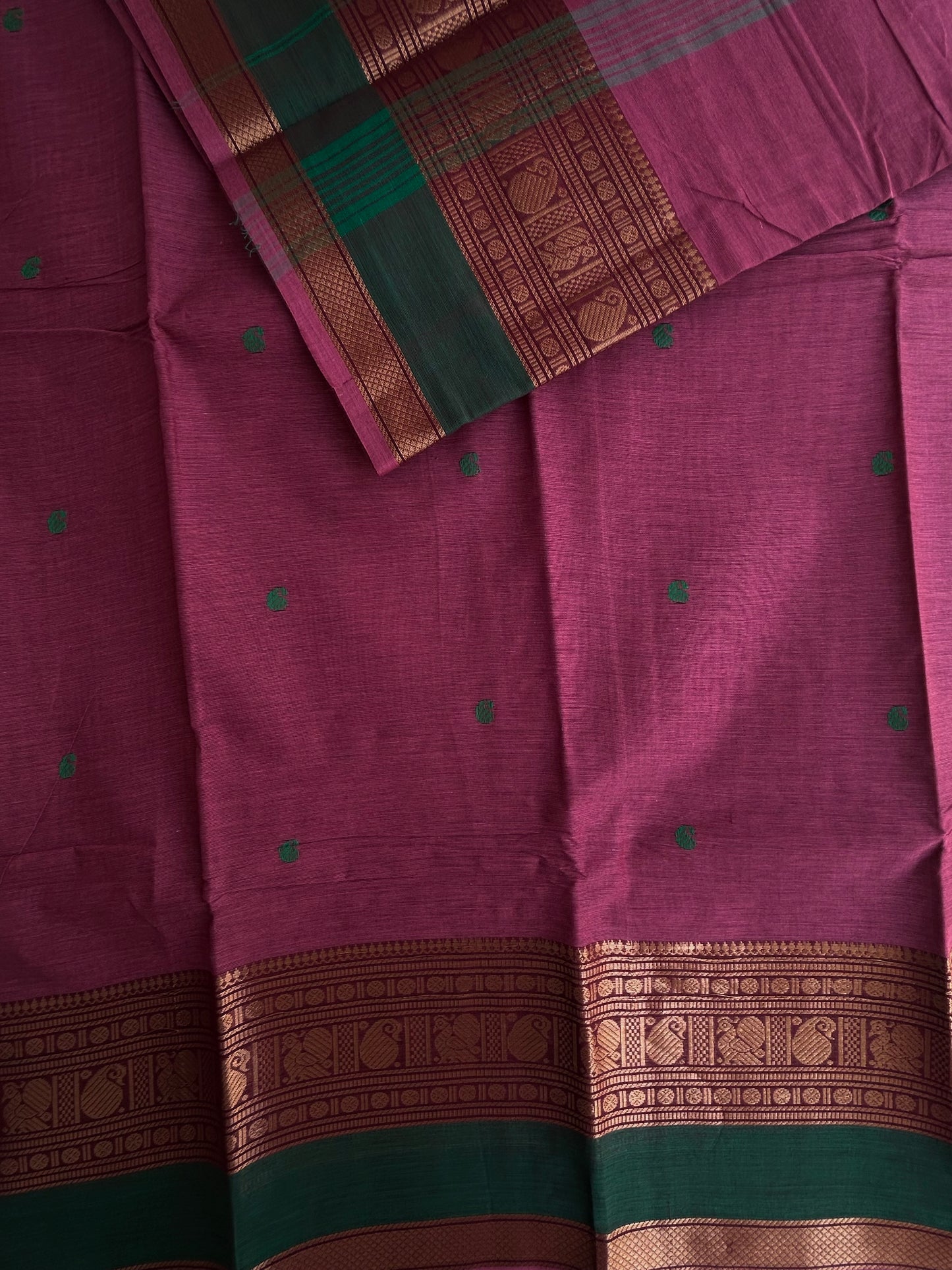 Kanchi cotton saree with butta weaves