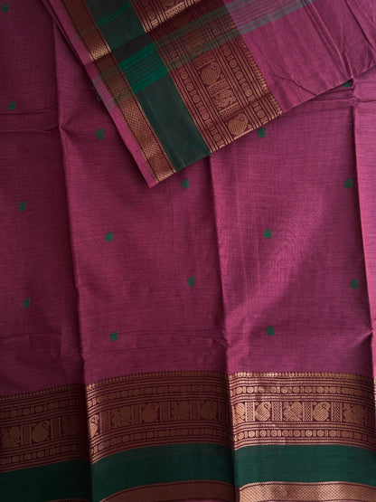Kanchi cotton saree with butta weaves