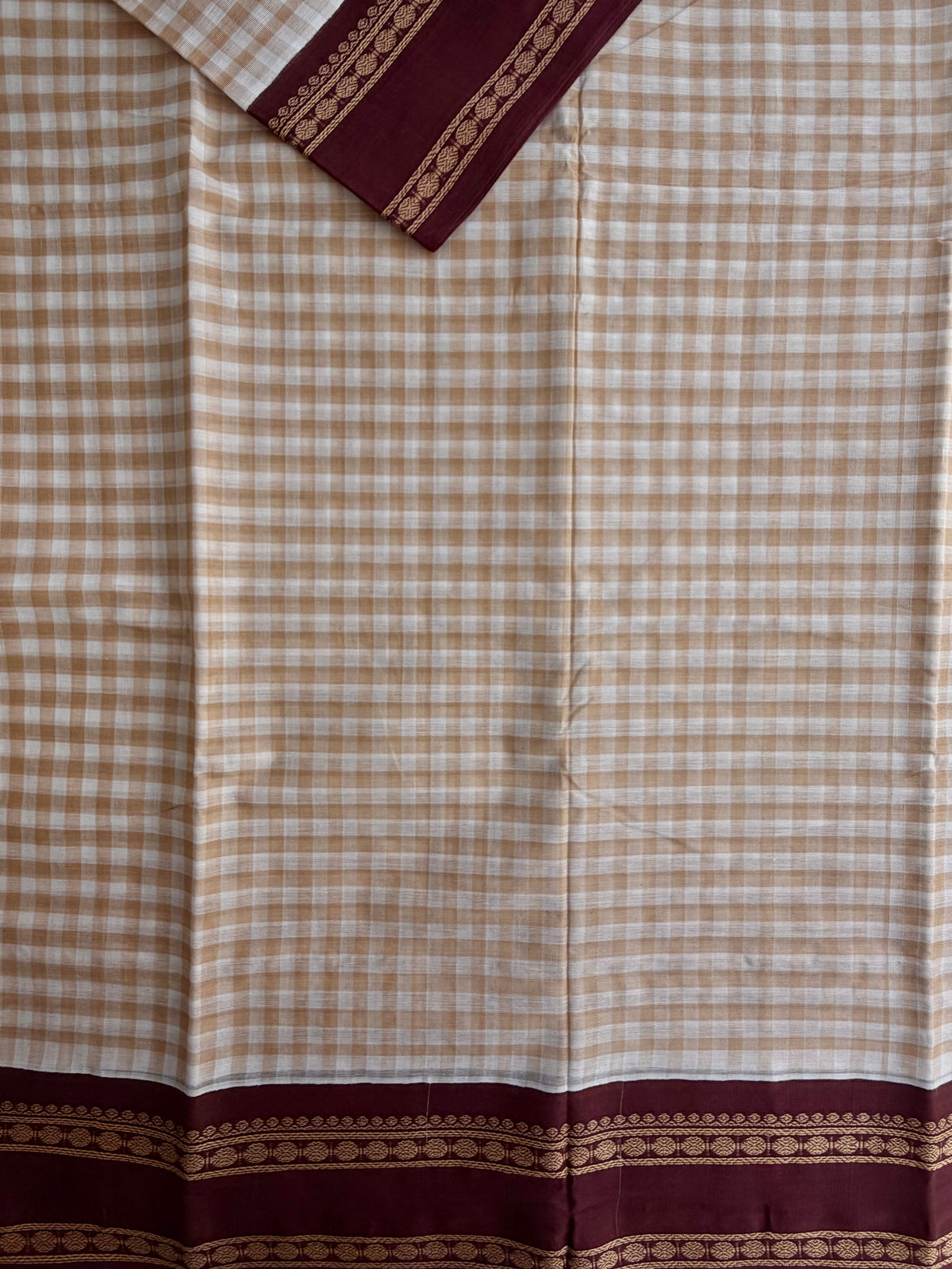 Kanchi cotton saree with kattam weaves