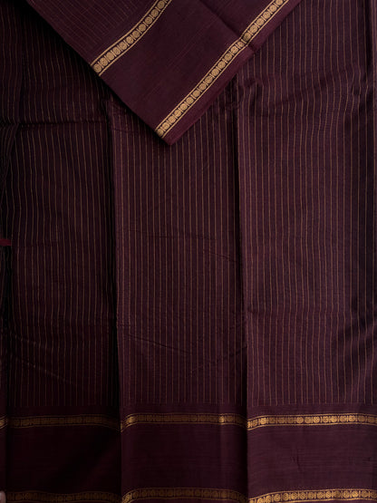 Kanchi cotton saree with Vairaoosi weaves - brown