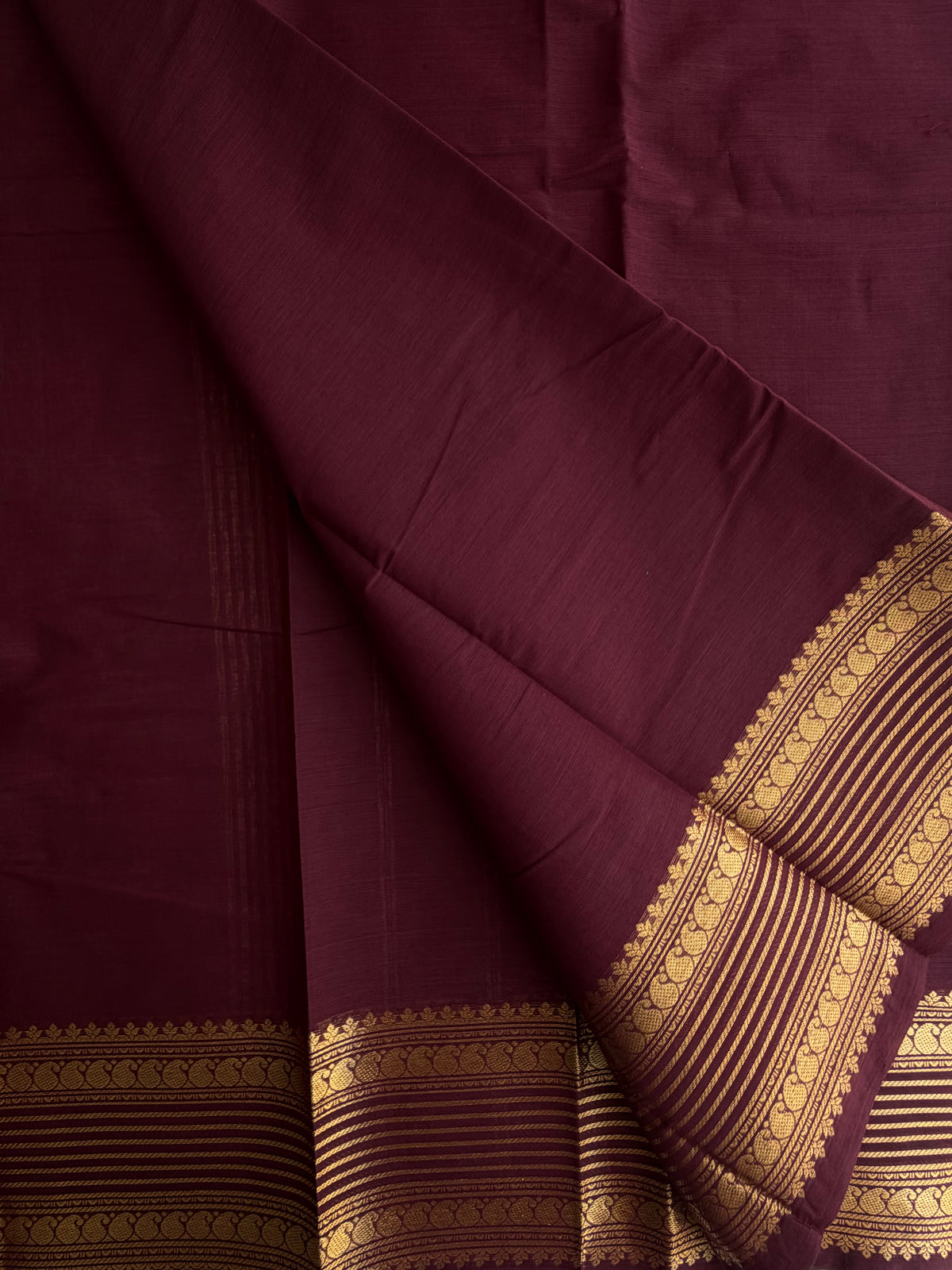 Kanchi cotton saree with zari weaves - maroon