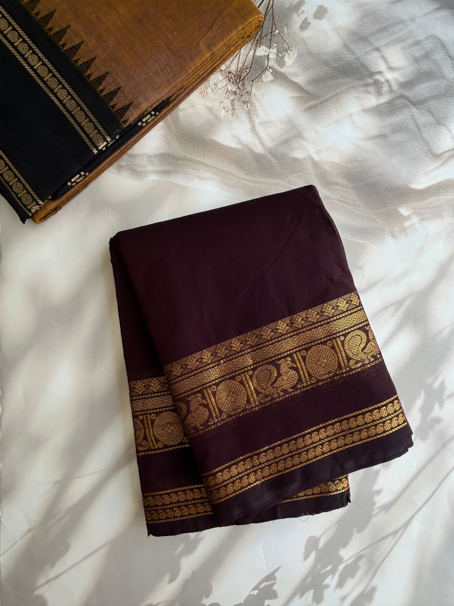 Kanchi cotton saree - deep brown