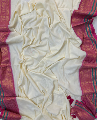 Mul mul saree with zari border