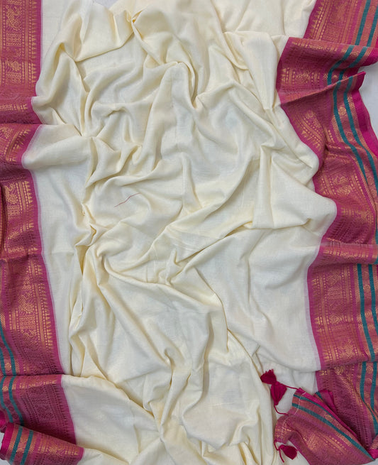Mul mul saree with zari border