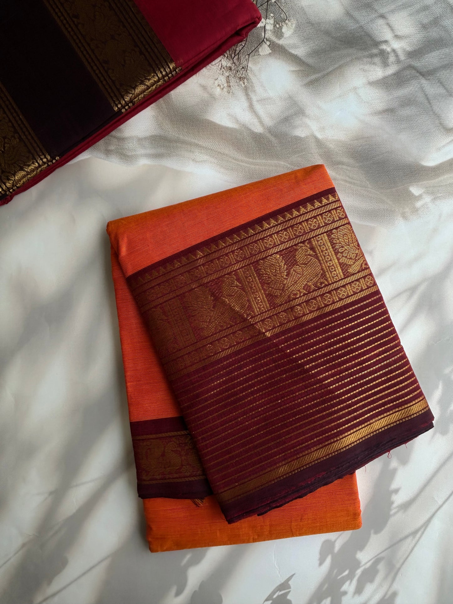 Kanchi cotton saree with zari lines border